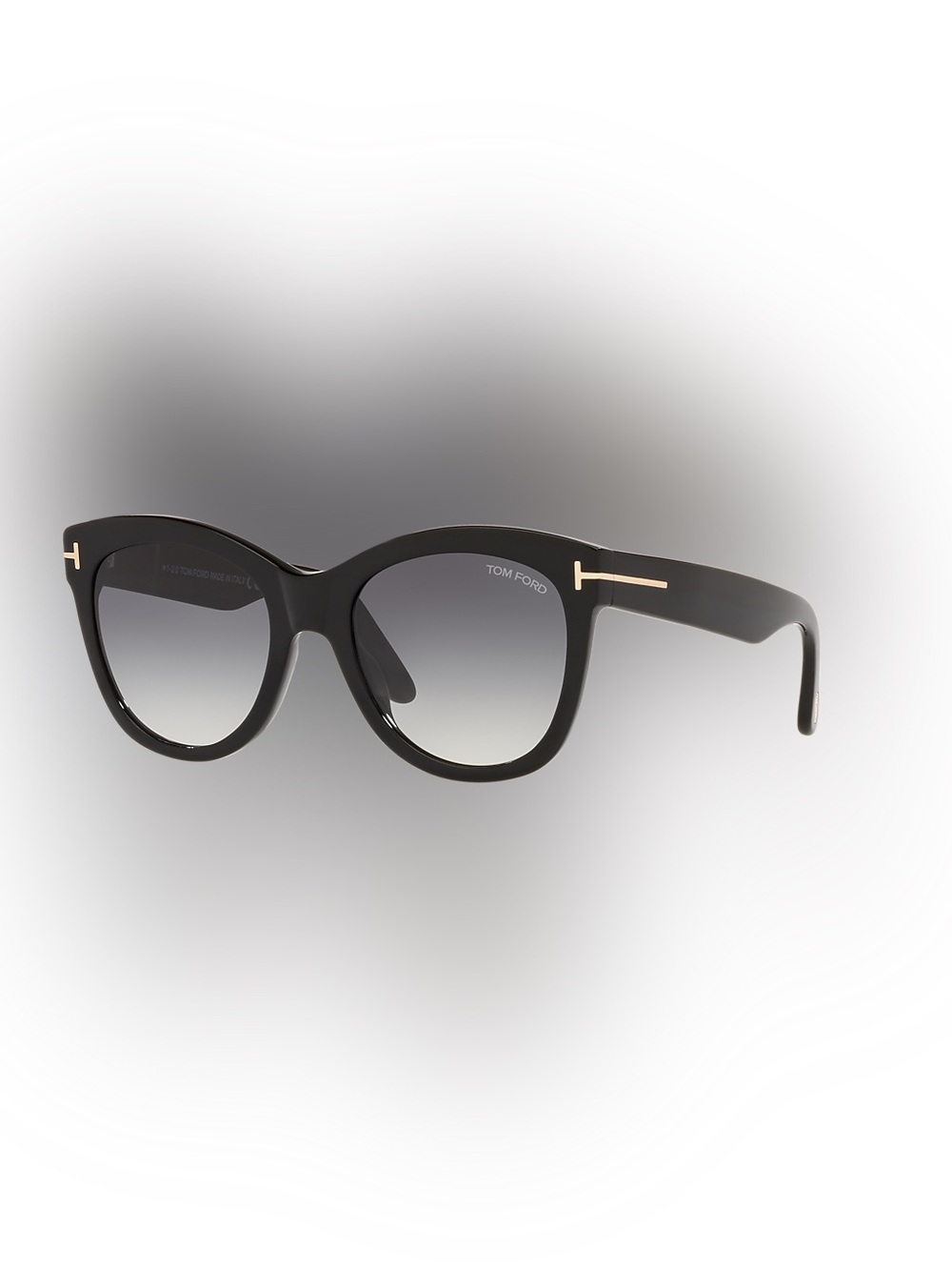 Tom Ford Black Sunglasses with Gold Temple Accent and Gradient Gray Lenses